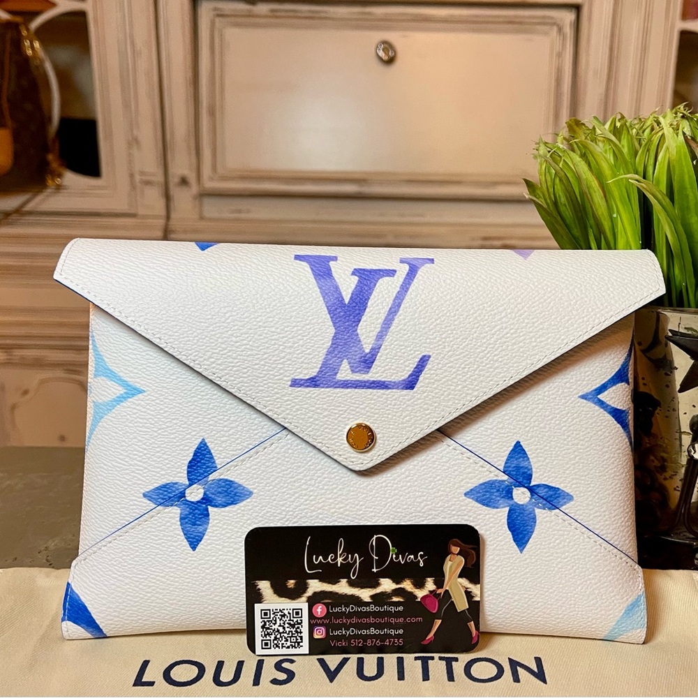 Monogram By The Pool Large Kirigami Pochette Blue Watercolor 2023